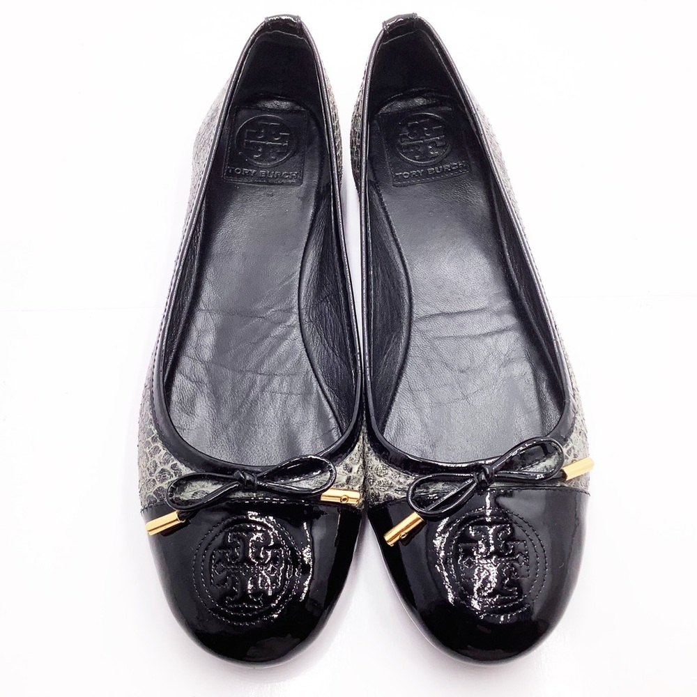 {Tory Burch} Snake & Patent Leather Flats - Picture 11 of 12